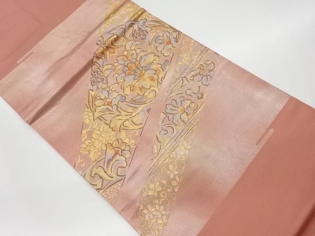 JAPANESE KIMONO / VINTAGE NAGOYA OBI / WOVEN FLOWER ARABESQUE